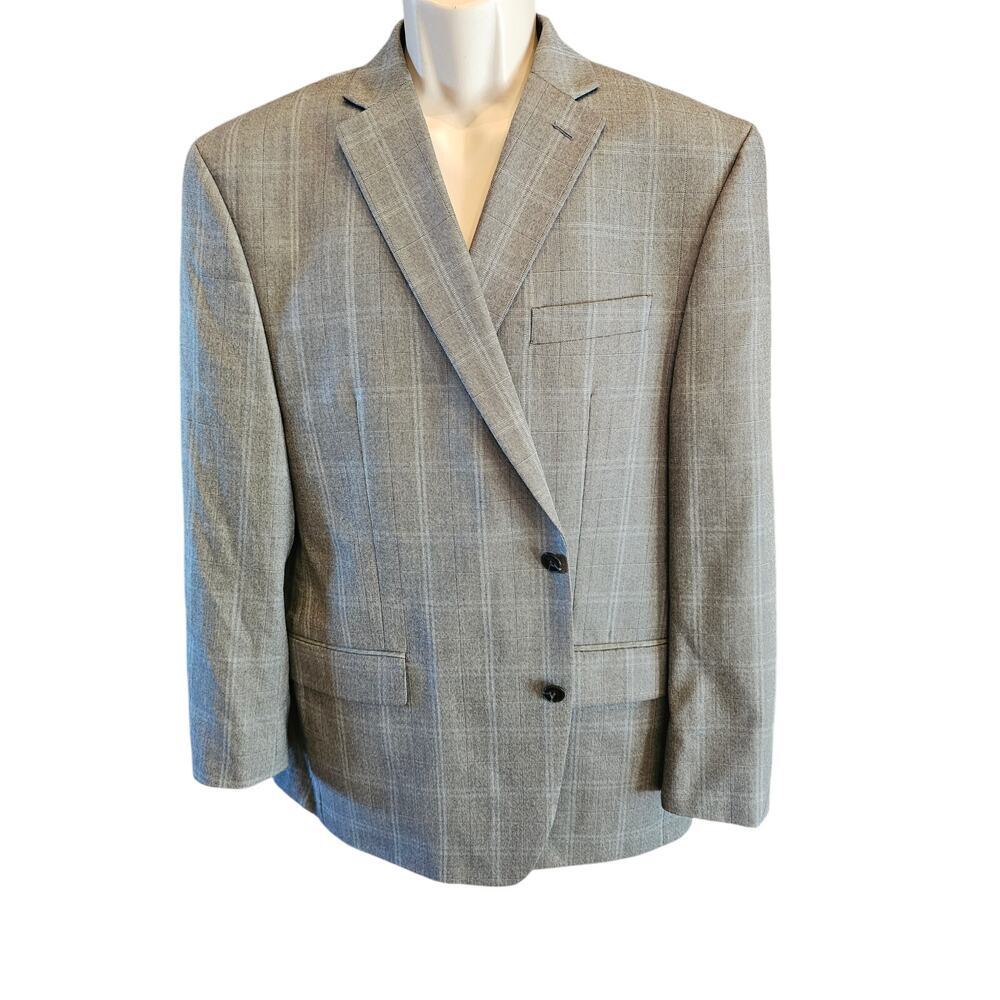 Michael kors 46 R grey plaid 2 button suit blazer EUC lined sports coat career #
